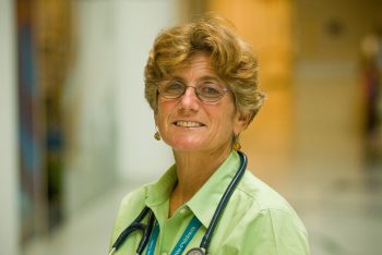 a female doctor wearing a stethoscope