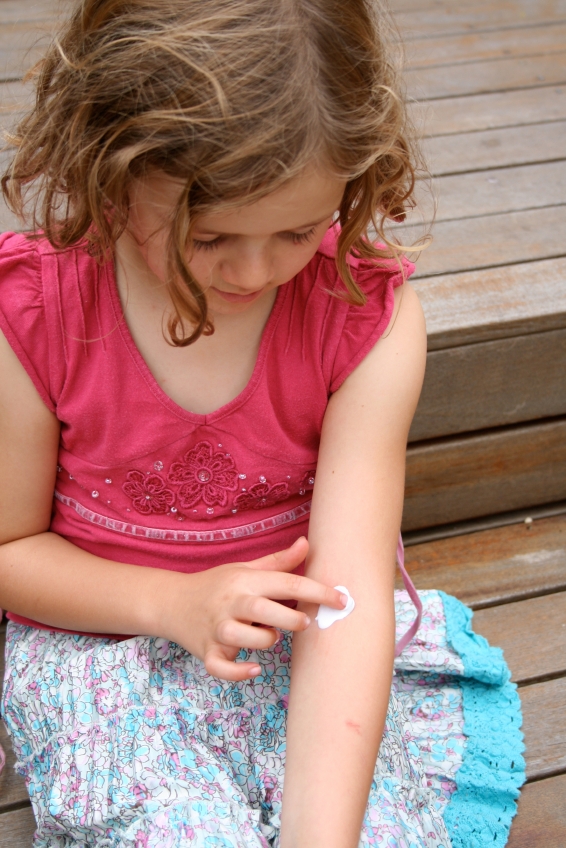 A child with eczema on her arm.