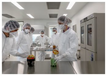 Researchers in the Therapeutics Cell Manufacturing facility