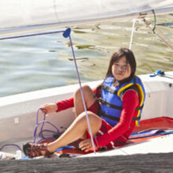 A girl in a boat