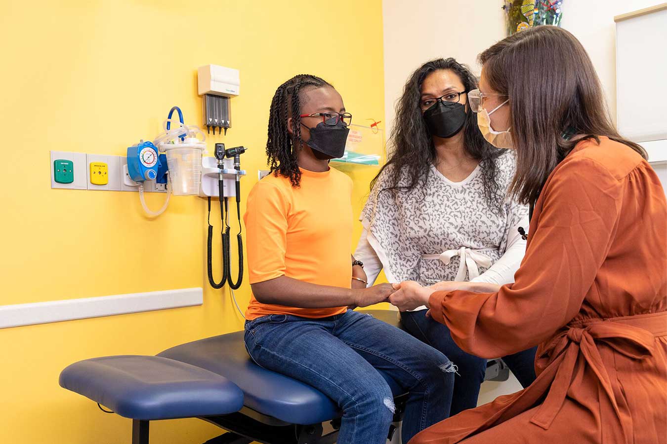 Dr Hofman meets with a patient at Seattle Children's Airway and Esophageal Center