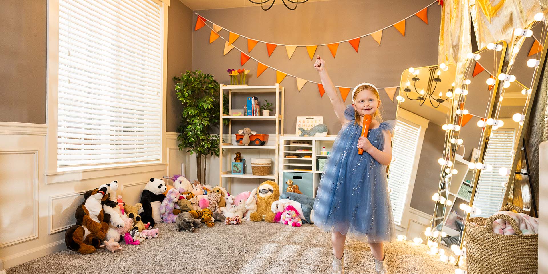 A girl sings in her bedroom