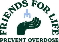 A logo that reads "Friends for Life: Prevent Overdose"