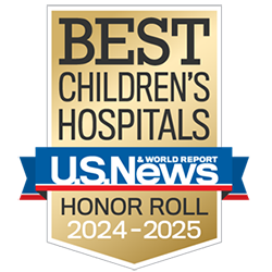 US News and World Reports badge that reads "Best Children's Hospitals, Honor Roll 2024-2025"